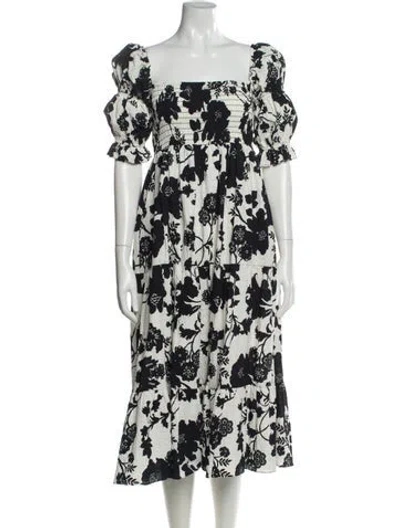 Pre-owned Misa Floral Print Midi Length Dress In Multi
