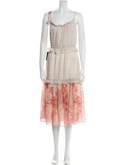 Pre-owned Misa Floral Print Midi Length Dress In Multi