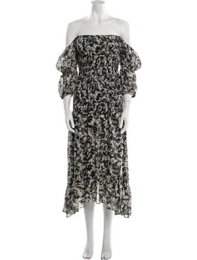 Pre-owned Misa Floral Print Midi Length Dress In Multi