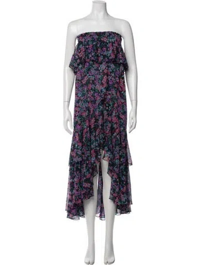 Pre-owned Misa Floral Print Midi Length Dress In Multi