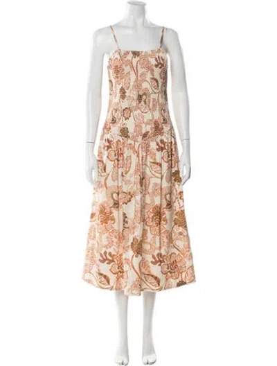 Pre-owned Misa Floral Print Midi Length Dress In Multi