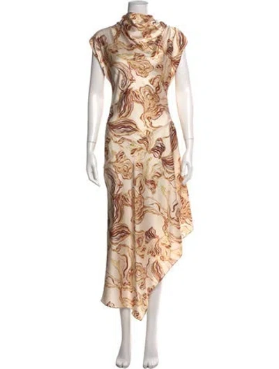 Pre-owned Misa Floral Print Midi Length Dress In Multi