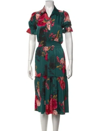 Pre-owned Misa Floral Print Midi Length Dress In Multi