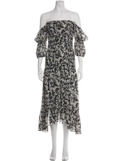 Pre-owned Misa Floral Print Midi Length Dress In Multi