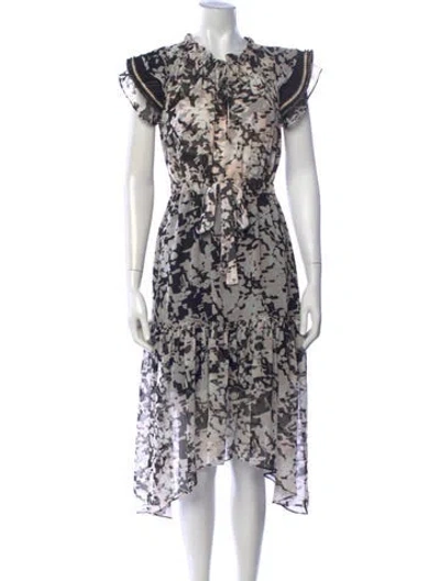 Pre-owned Misa Floral Print Midi Length Dress In Multi
