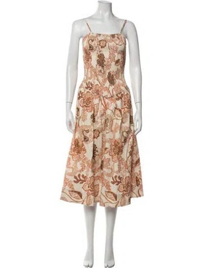 Pre-owned Misa Floral Print Midi Length Dress In Multicolor