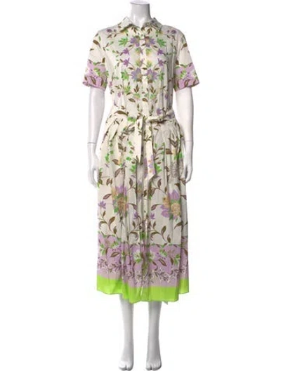 Pre-owned Misa Floral Print Midi Length Dress In Multicolor