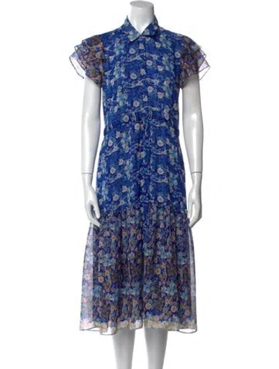 Pre-owned Misa Floral Print Midi Length Dress W/ Tags