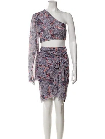 Pre-owned Misa Floral Print Midi Length Dress W/ Tags In Blue