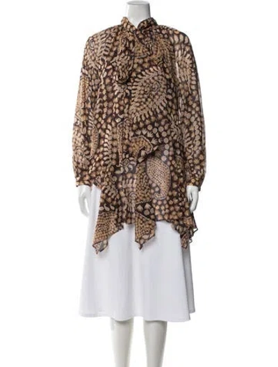 Pre-owned Misa Floral Print Midi Length Dress W/ Tags In Brown