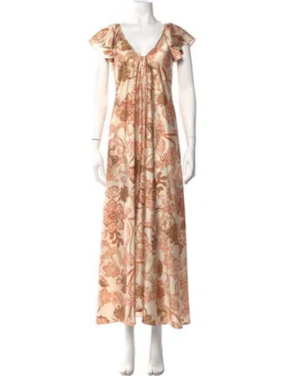 Pre-owned Misa Floral Print Midi Length Dress W/ Tags In Multi
