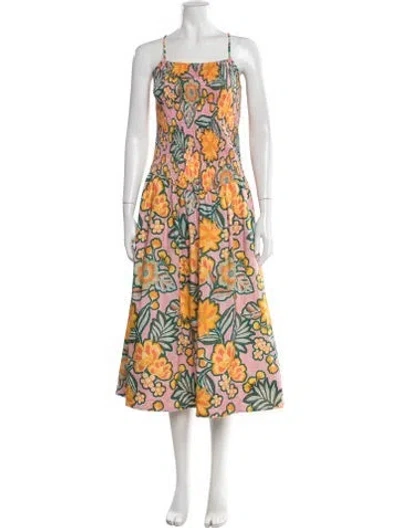 Pre-owned Misa Floral Print Midi Length Dress W/ Tags In Multi