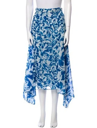 Pre-owned Misa Floral Print Midi Length Skirt In Blue