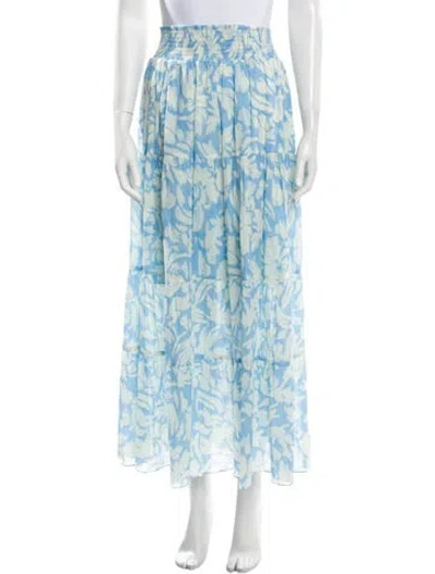 Pre-owned Misa Floral Print Midi Length Skirt In Blue
