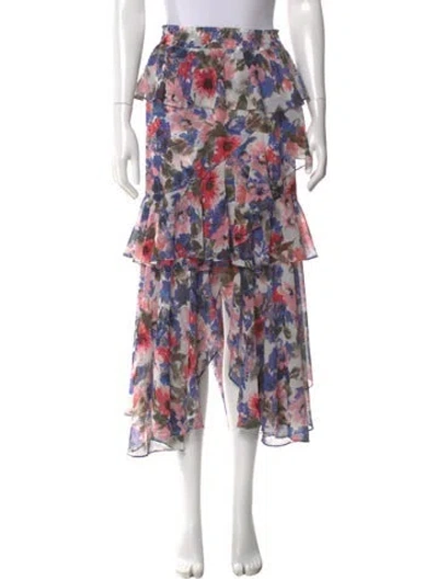 Pre-owned Misa Floral Print Midi Length Skirt In Blue