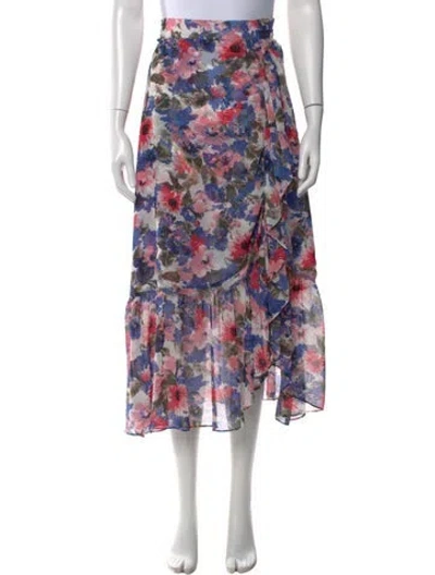 Pre-owned Misa Floral Print Midi Length Skirt In Blue