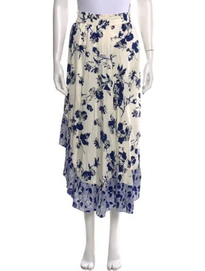 Pre-owned Misa Floral Print Midi Length Skirt In Blue