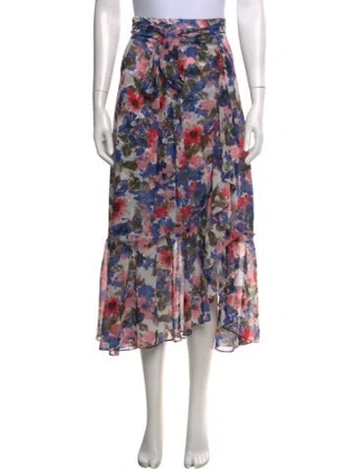 Pre-owned Misa Floral Print Midi Length Skirt In Blue