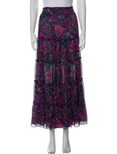 Pre-owned Misa Floral Print Midi Length Skirt In Multi
