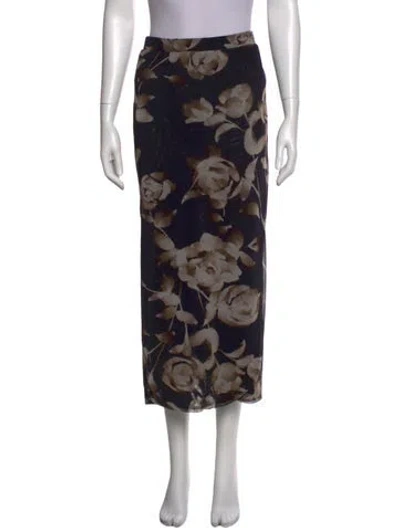 Pre-owned Misa Floral Print Midi Length Skirt In Multi
