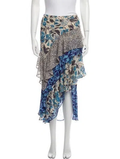 Pre-owned Misa Floral Print Midi Length Skirt In Neutral