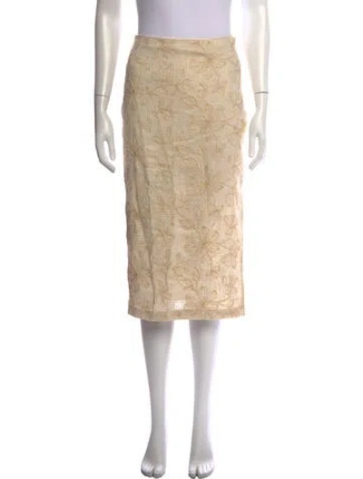 Pre-owned Misa Floral Print Midi Length Skirt In Neutrals