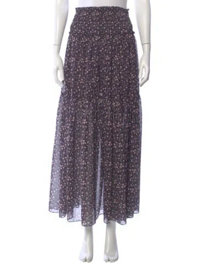 Pre-owned Misa Floral Print Midi Length Skirt In Purple