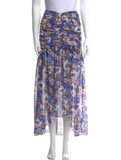 Pre-owned Misa Floral Print Midi Length Skirt W/ Tags In Blue