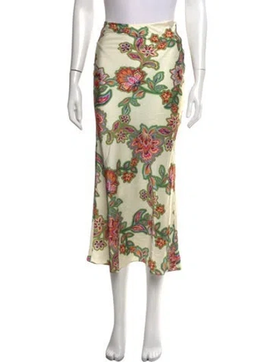 Pre-owned Misa Floral Print Midi Length Skirt W/ Tags In Green