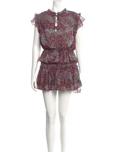 Pre-owned Misa Floral Print Mini Dress In Black