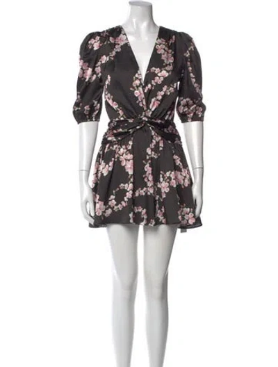 Pre-owned Misa Floral Print Mini Dress In Black