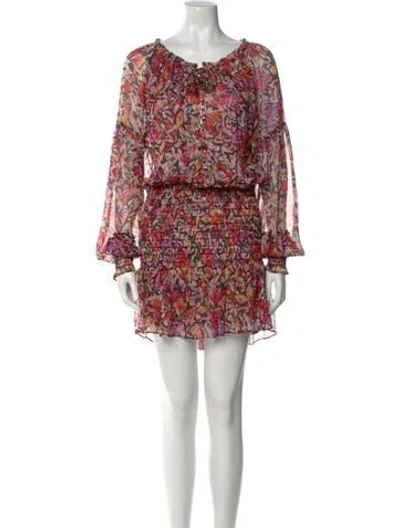 Pre-owned Misa Floral Print Mini Dress In Black