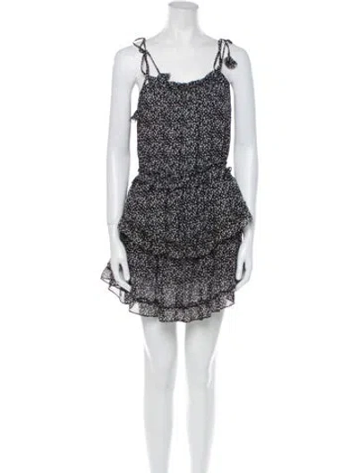 Pre-owned Misa Floral Print Mini Dress In Black