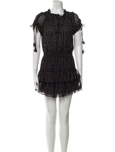 Pre-owned Misa Floral Print Mini Dress In Black