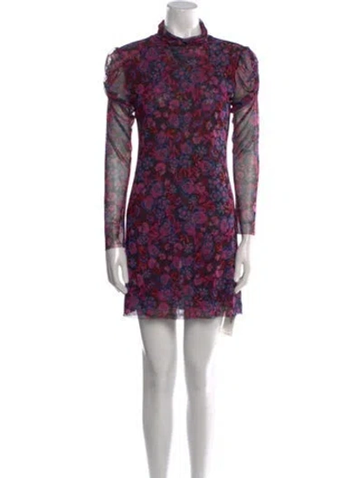 Pre-owned Misa Floral Print Mini Dress In Black