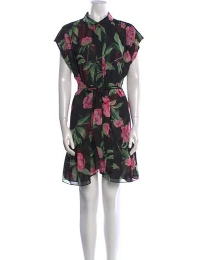 Pre-owned Misa Floral Print Mini Dress In Black