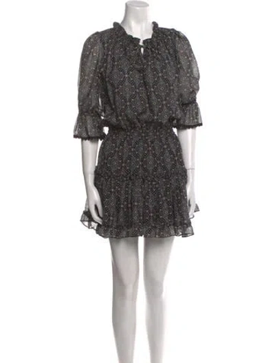 Pre-owned Misa Floral Print Mini Dress In Black