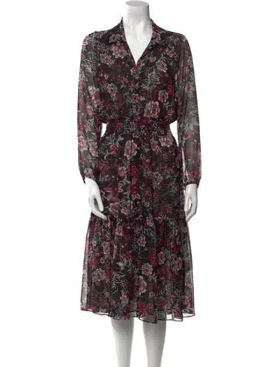 Pre-owned Misa Floral Print Mini Dress In Black