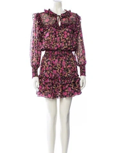 Pre-owned Misa Floral Print Mini Dress In Black