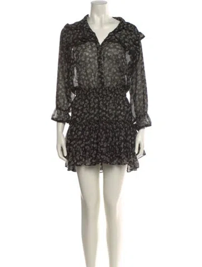 Pre-owned Misa Floral Print Mini Dress In Black
