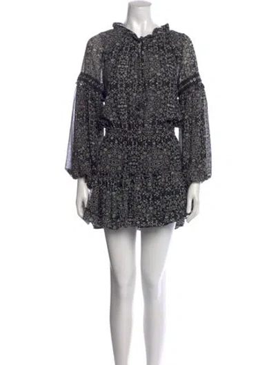 Pre-owned Misa Floral Print Mini Dress In Black