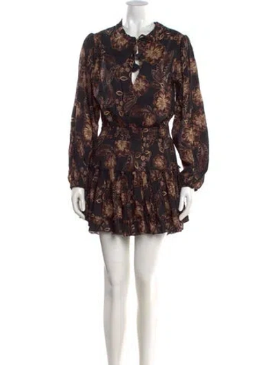 Pre-owned Misa Floral Print Mini Dress In Black