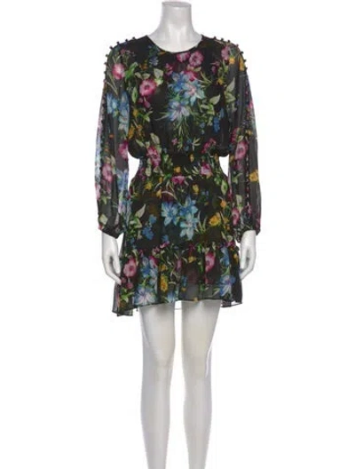 Pre-owned Misa Floral Print Mini Dress In Black