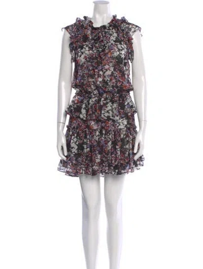 Pre-owned Misa Floral Print Mini Dress In Black