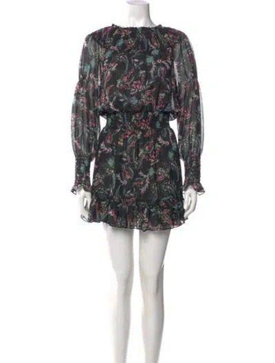 Pre-owned Misa Floral Print Mini Dress In Black