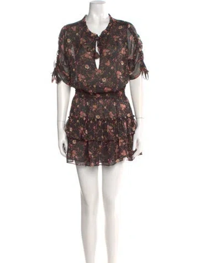 Pre-owned Misa Floral Print Mini Dress In Black