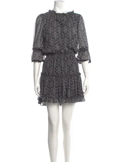Pre-owned Misa Floral Print Mini Dress In Black