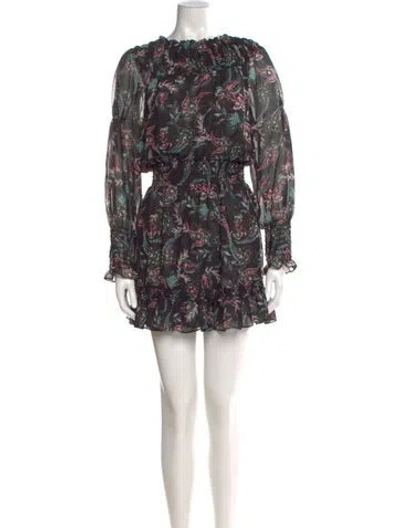 Pre-owned Misa Floral Print Mini Dress In Black