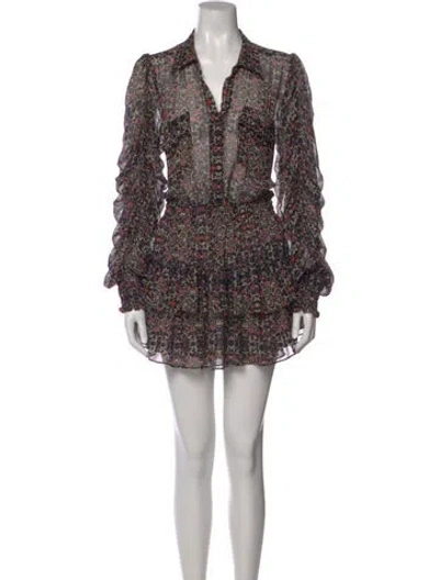 Pre-owned Misa Floral Print Mini Dress In Black