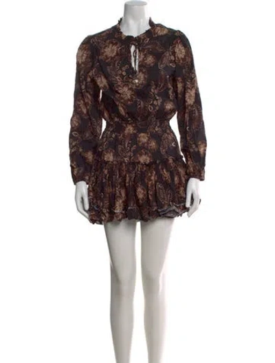 Pre-owned Misa Floral Print Mini Dress In Black
